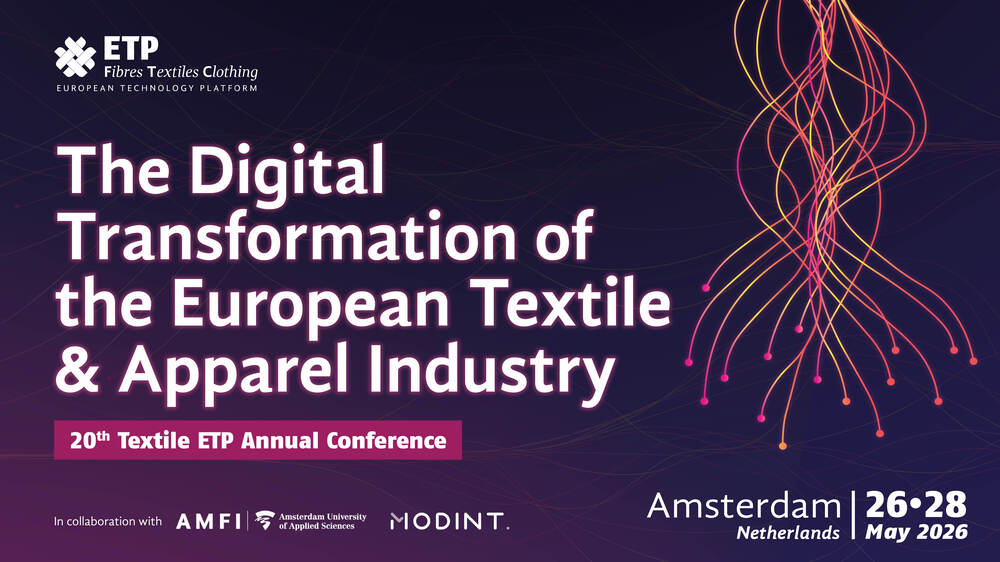 Promotion image of an event with the text: "The Digital Transformation of the European Textile & Apparel Industry"